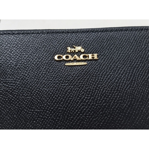 Coach Black Crossgrain Leather Zip Around Credit Card Long Wallet - NWT $298 - Picture 6 of 16